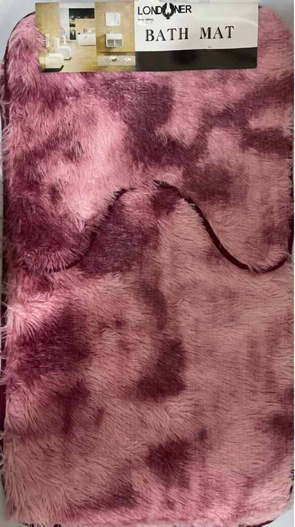 Londoner 2-Piece Fluffy Wine & Light Pink Bath Mat Set