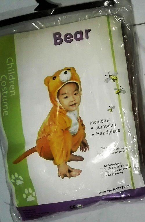 Bear Children Costume – Toddler Size S (Ages 1-3)