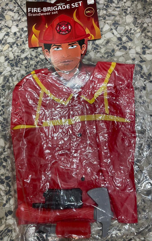 Fire Brigade Children Costume – 5-Piece Set (One Size, Ages 4-6)