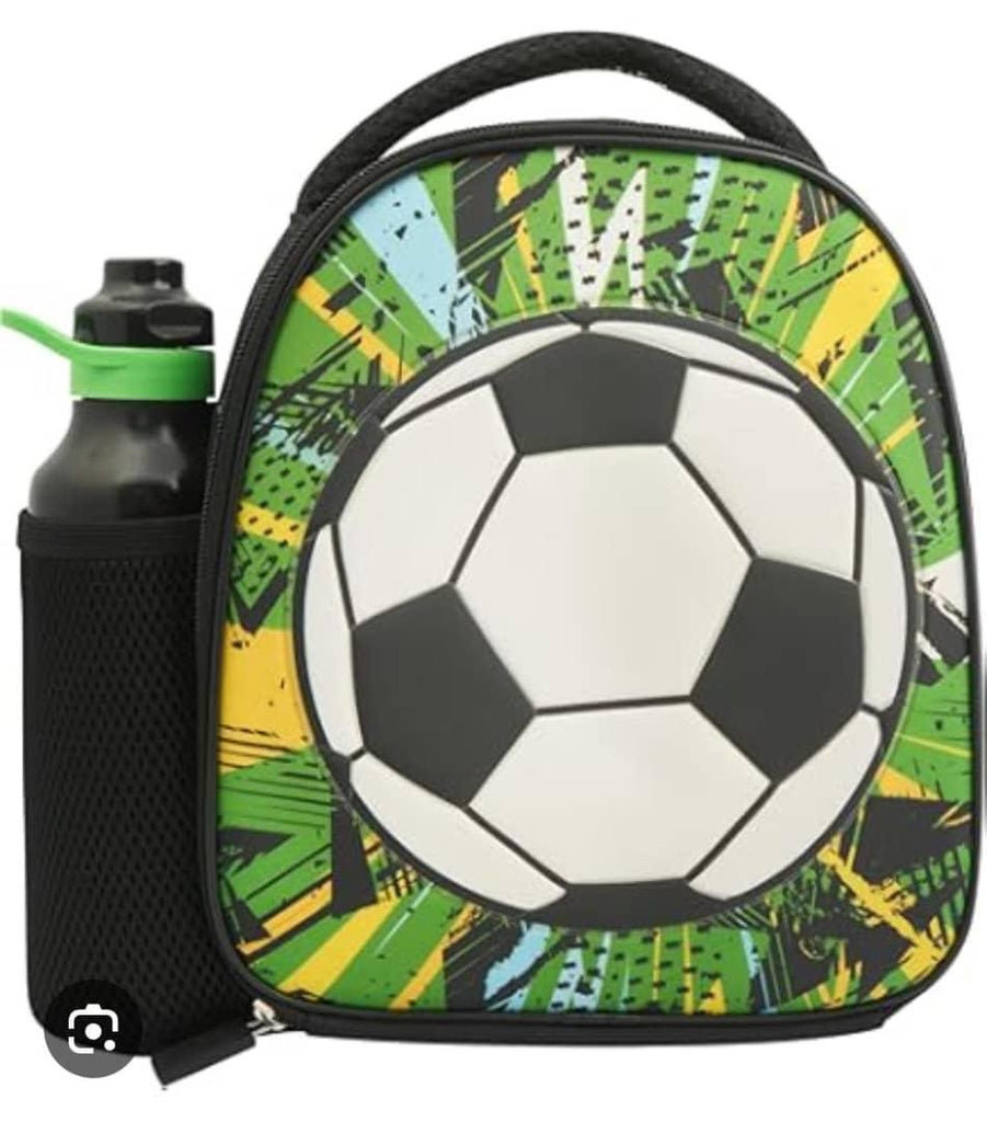 Football Design Lunch Bag with Matching Drinking Bottle