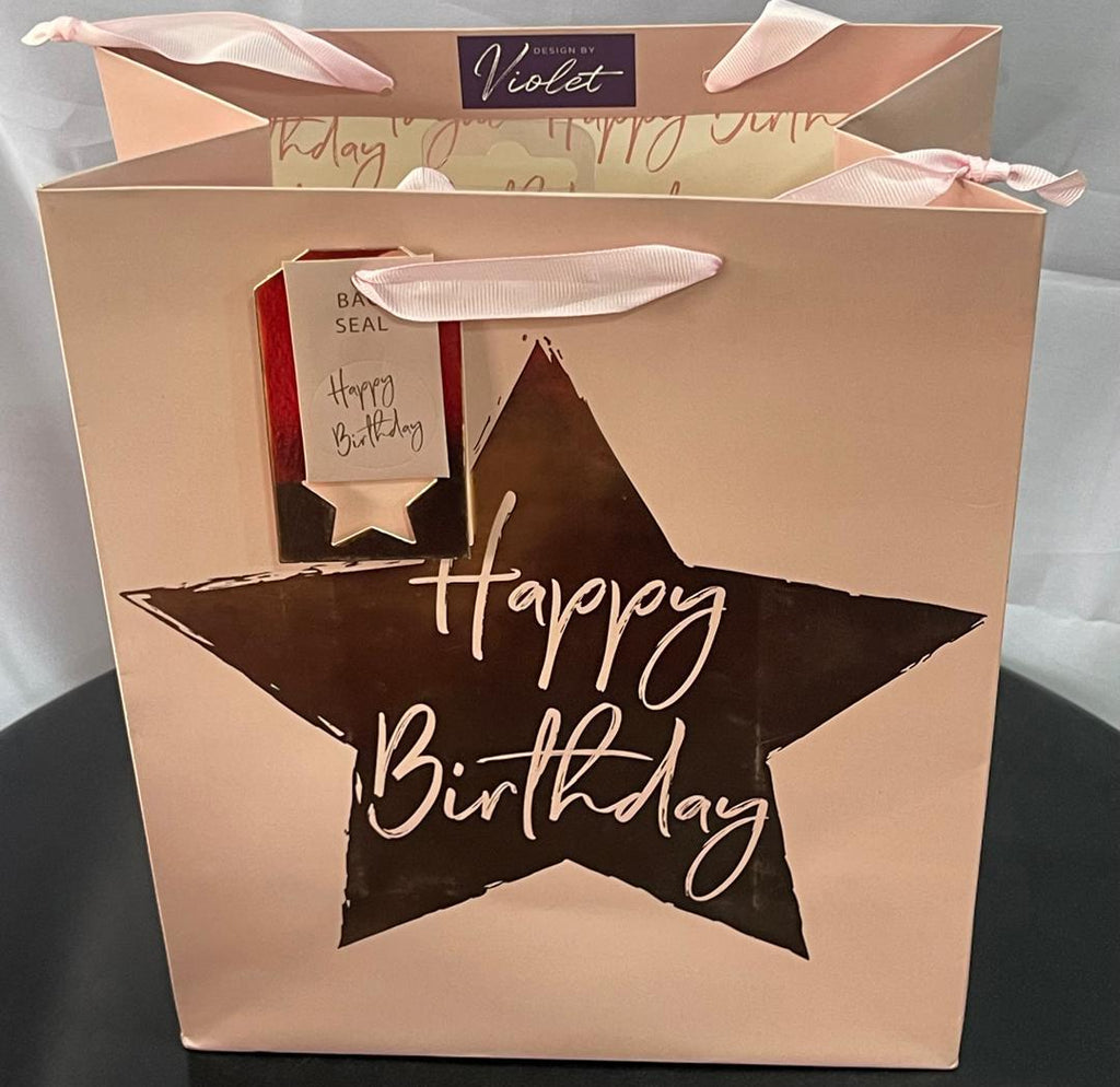 Design By Violet Medium Gift Bag – Happy Birthday Pink Star
