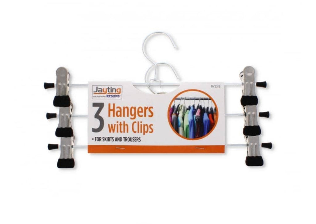 RYSONS Jiating 3-Hanger Set with Clips – Ideal for Skirts & Trousers
