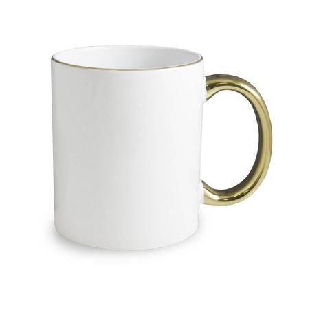 White Ceramic Mug with Gold Handle