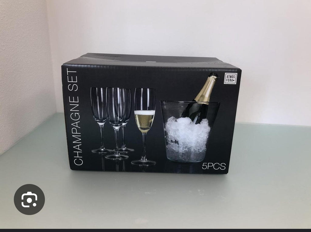 ATMOSPHERE 5-Piece Champagne Glass and Ice Bucket Set