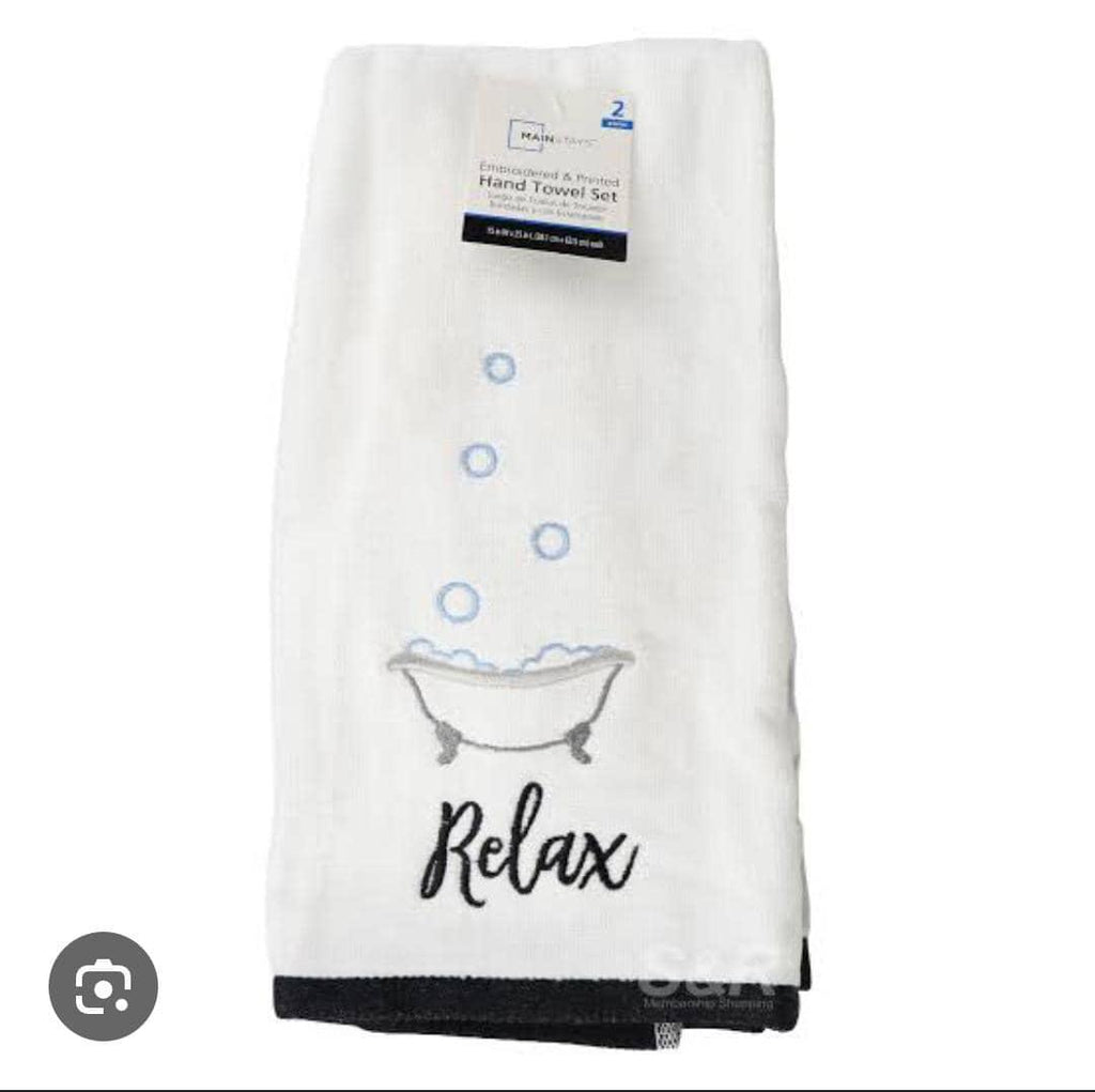 MAINSTAY Embroidered & Printed 2-Piece Hand Towel Set