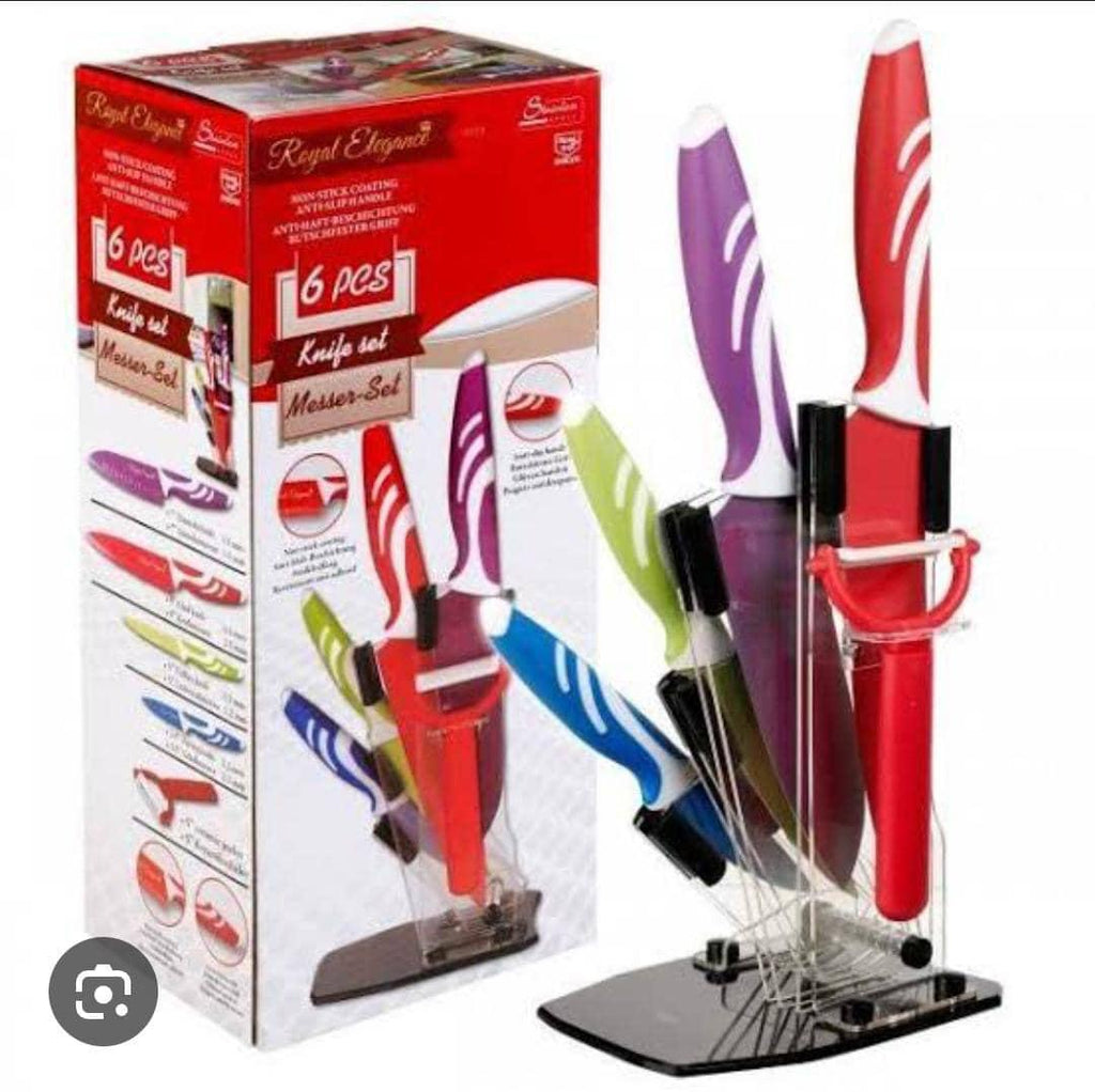 Royal Elegance 6-Piece Stainless Steel Knife Set with Potato Peeler