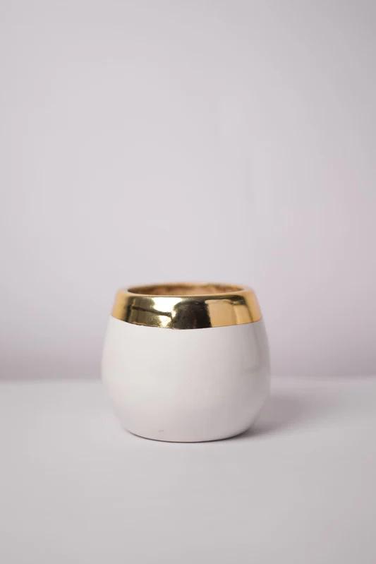White and Gold Ceramic Planter – 13cm