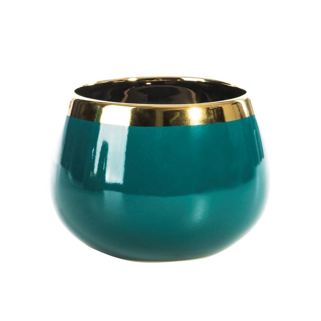 Green and Gold Ceramic Planter – 13cm