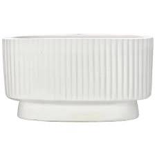 White Ribbed Decorative Planter – 18.5 x 15cm