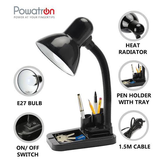 Powartron Flexible Desk Lamp with Pen Holder & Tray