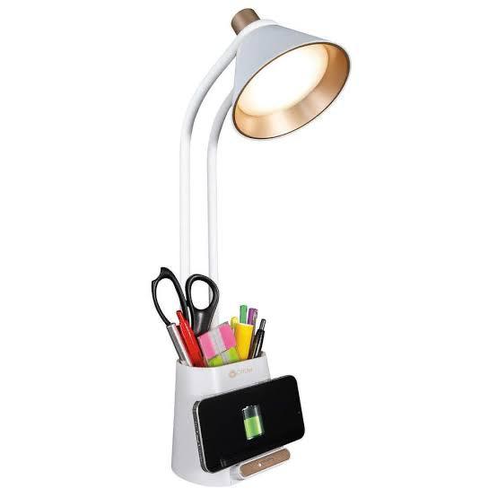 OttLite Wellness Series LED Desk Organizer Lamp with Wireless Charging