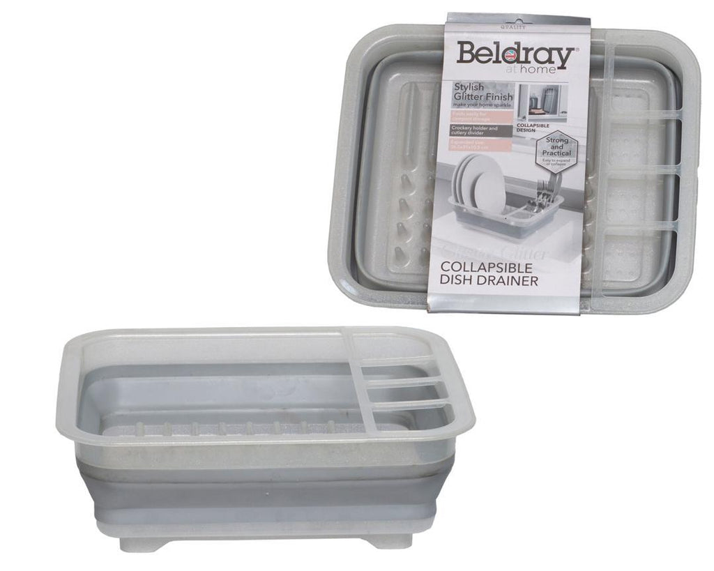 BELDRAY Glitter Finish Collapsible Dish Drainer – Space-Saving & Stylish