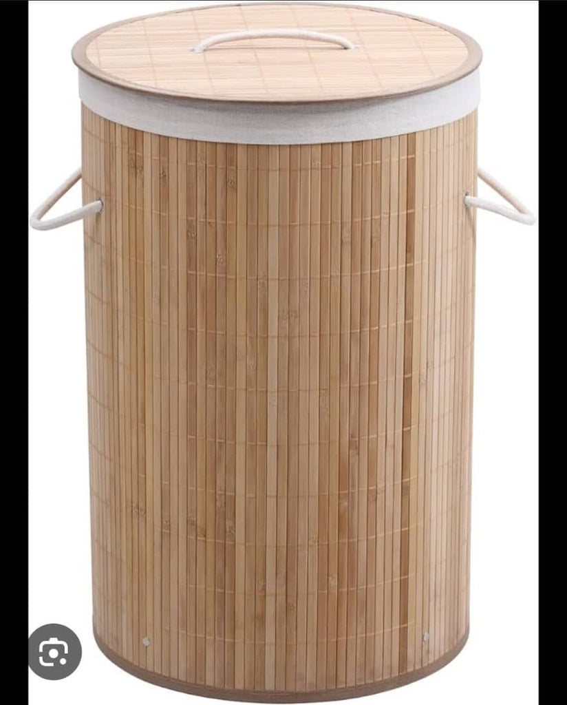 Bamboo Round Laundry Hamper with Handle