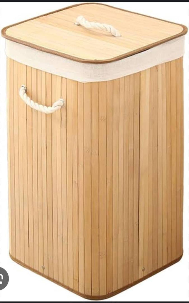 Bamboo Rectangular Laundry Hamper with Handle