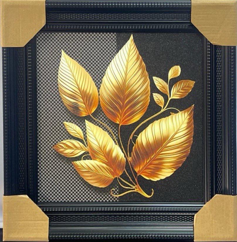Luxury Modern Golden Leaf Wall Art – 35.5 x 35.5 cm