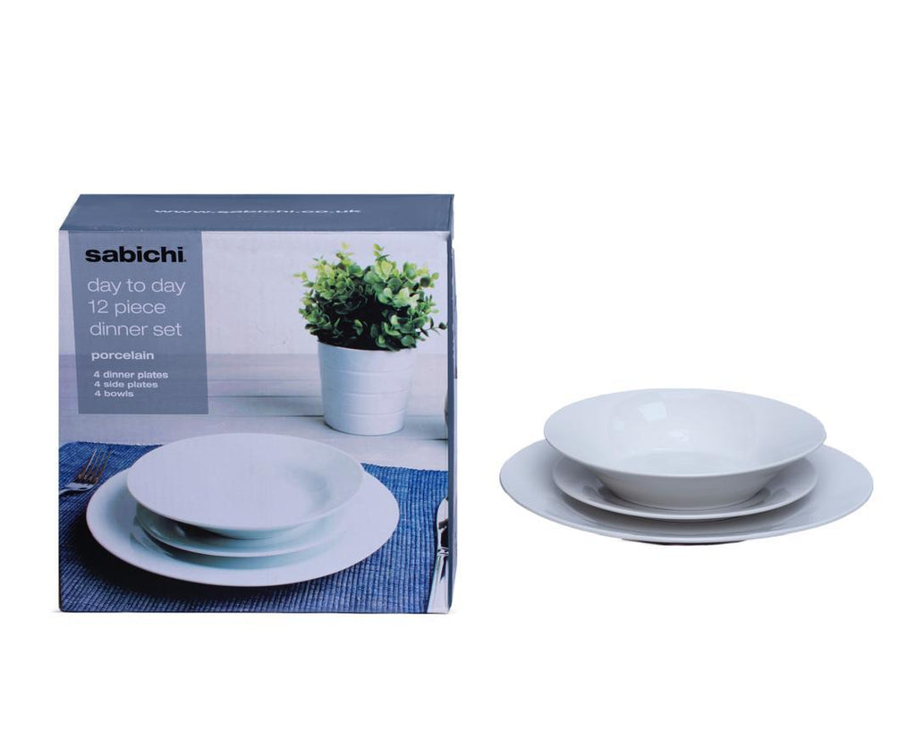 SABICHI Day to Day 12-Piece White Dinner Set