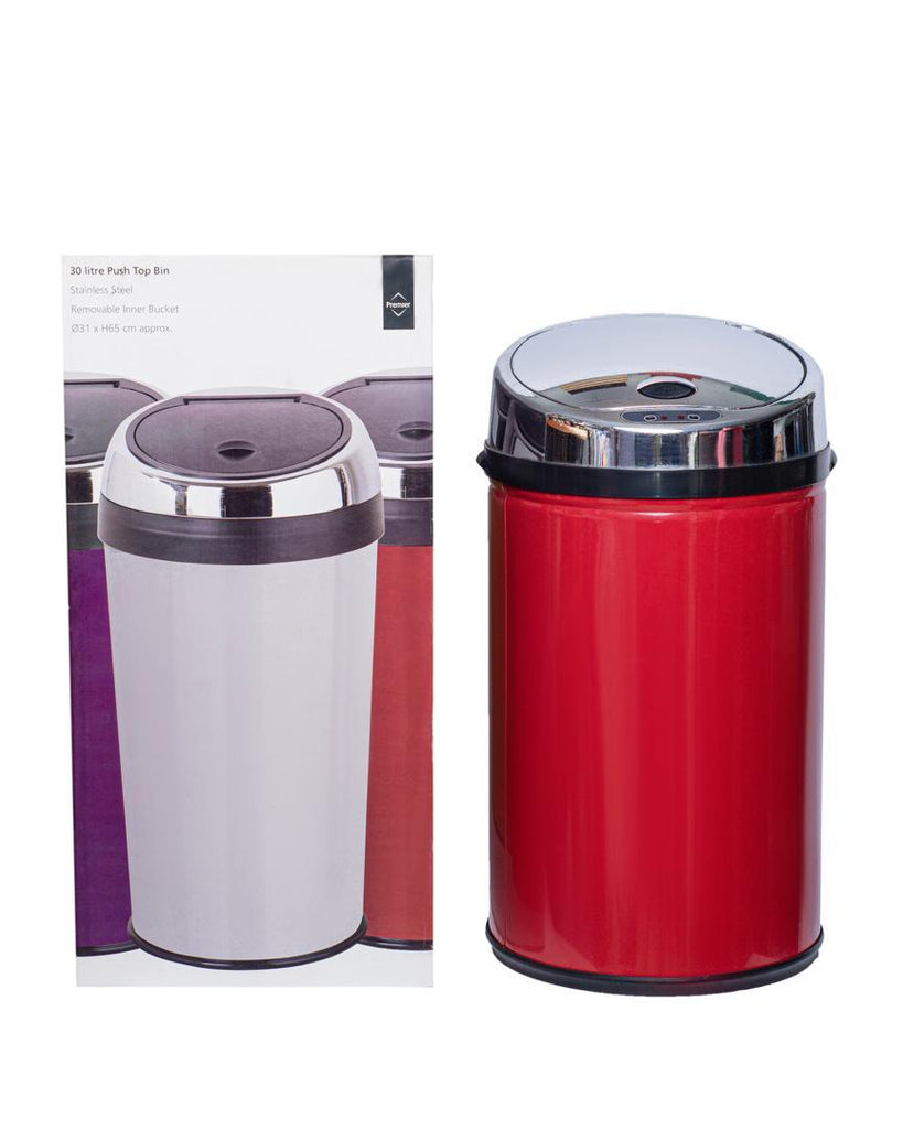 30L Red Stainless Steel Pedal Bin – Vibrant & Stylish Waste Solution