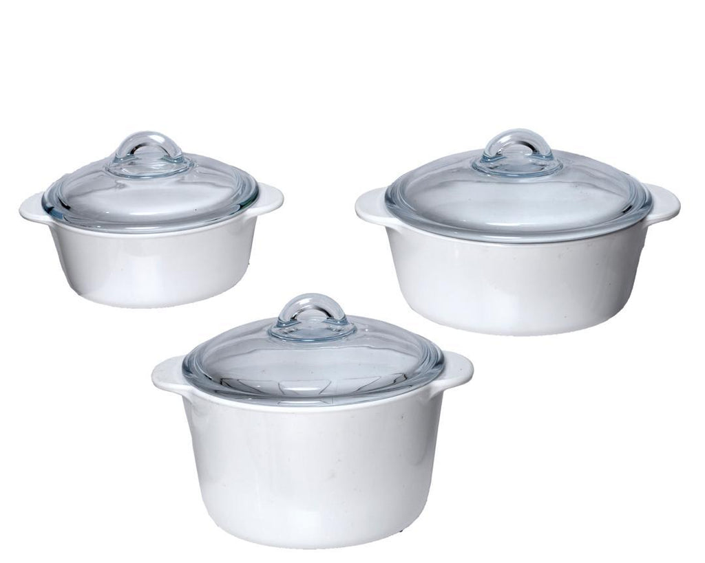 3-Piece Pyrex Serving Casserole Dish Set – Perfect for Hot & Cold Dishes