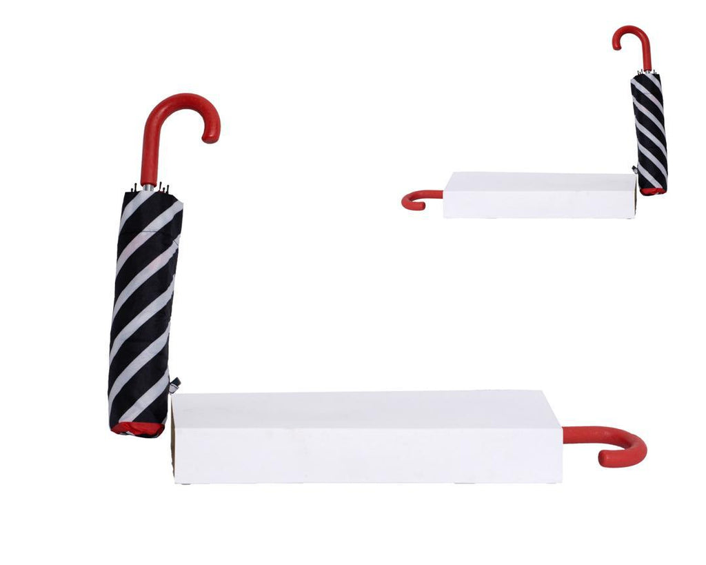 MANGO White & Black Umbrella with Red Handle