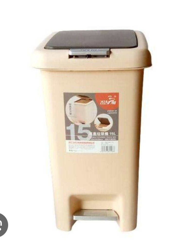 Duorenke 15L Double Lid Pedal Trash Bin