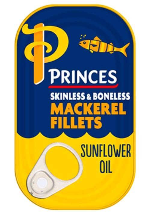 Princes Skinless & Boneless Mackerel Fillets in Sunflower Oil – 125g