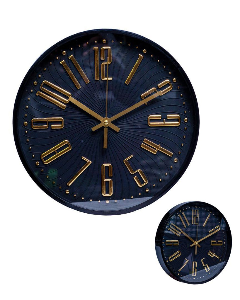 Black & Gold Wall Clock – 29cm