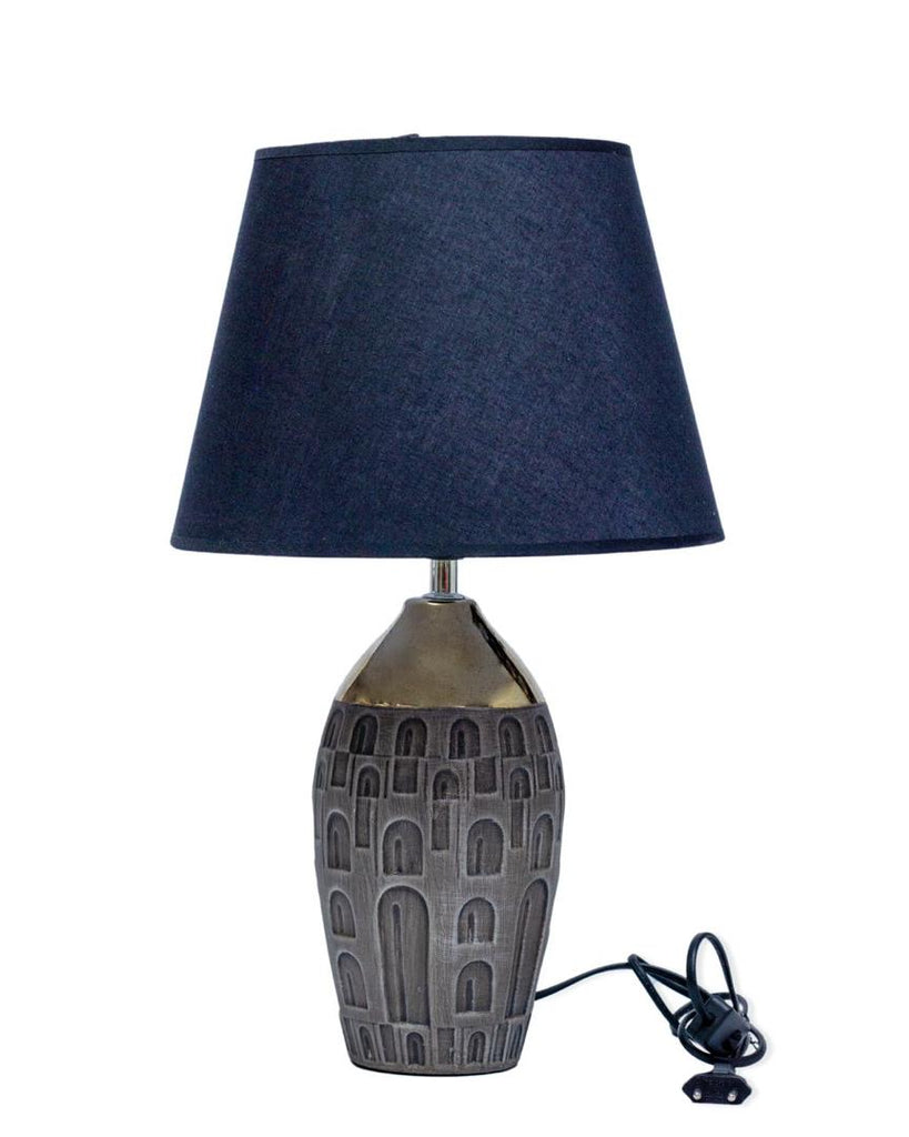 52cm Navy Blue Linen Table Lamp