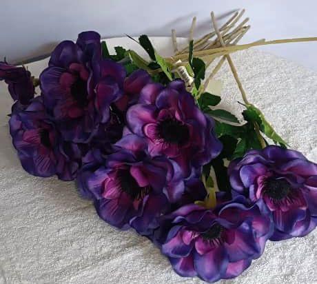 Silk Anemone Stem – Purple Single Artificial Flower