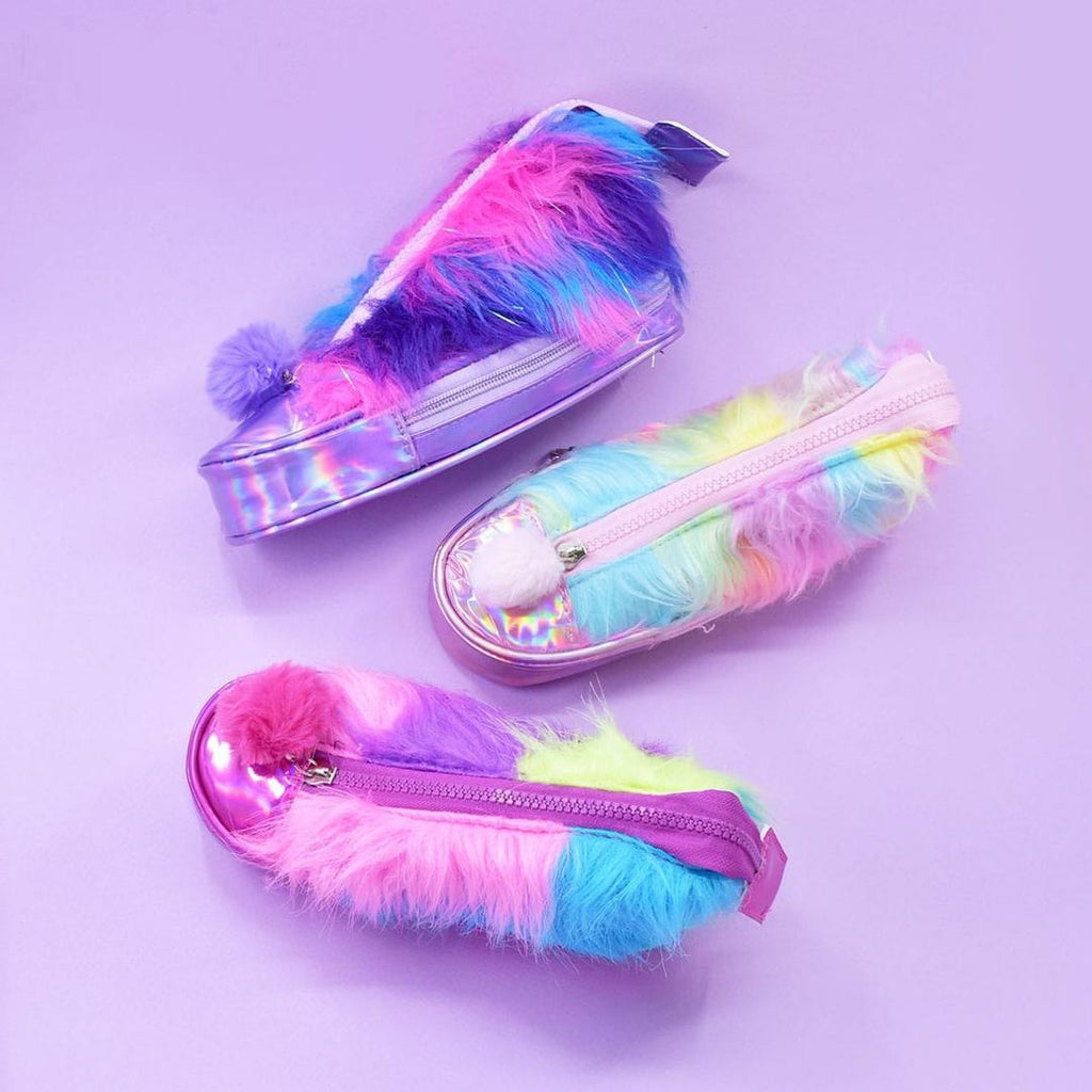 Fluffy Colorful Pencil pouch.