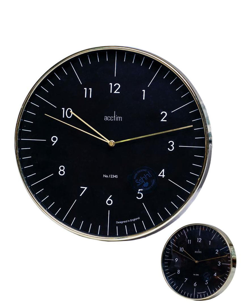 29cm Acctim Square Wall Clock – Black & Gold