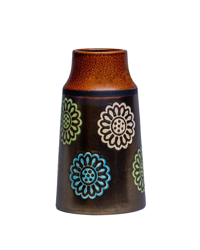 Brown Ceramic Vase With Print Pattern – 28cm