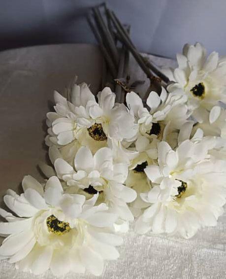 Silk Jemima Gerbera – Cream Small Single Artificial Flower Stem for Soft, Minimal Décor