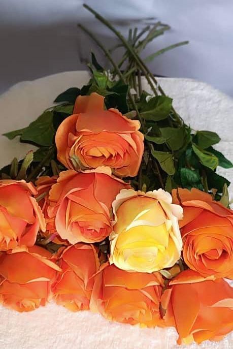 Silk Harper Rose – Orange Artificial Flower Stem for Elegant Home Décor