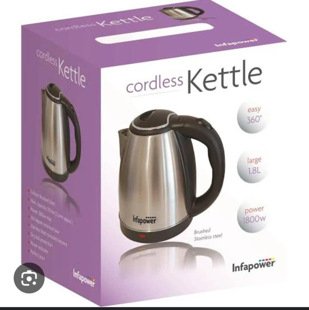 INFAPOWER Cordless Electric Kettle – 1.8L Stainless Steel
