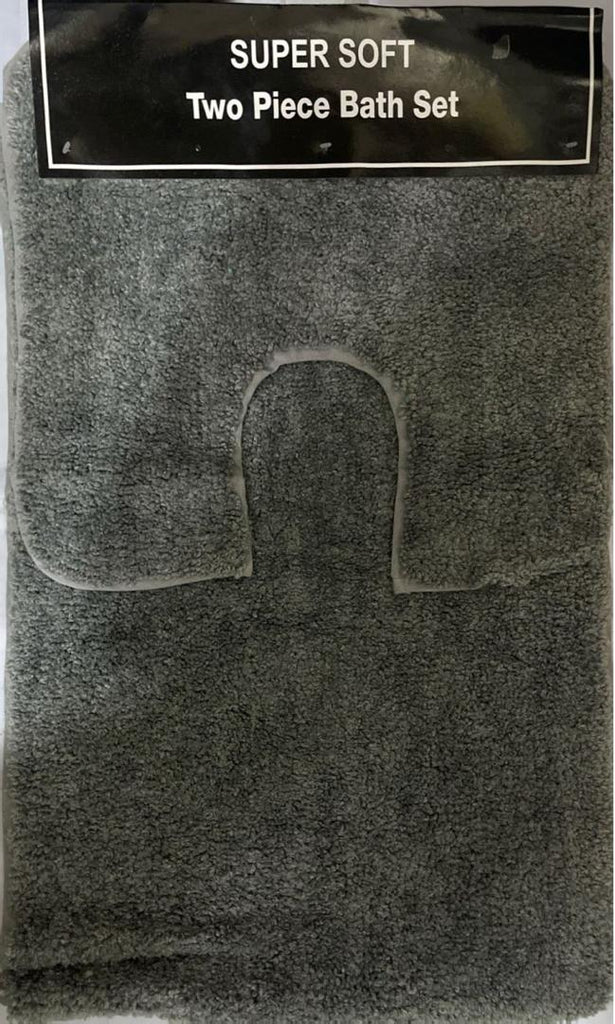 Super Soft Grey 2-Piece Shaggy Bath Towel Set