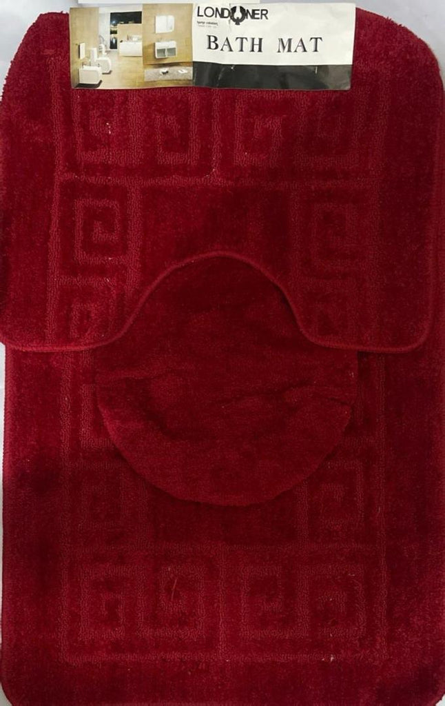 Londoner 3-Piece Red Bathroom Mat Set