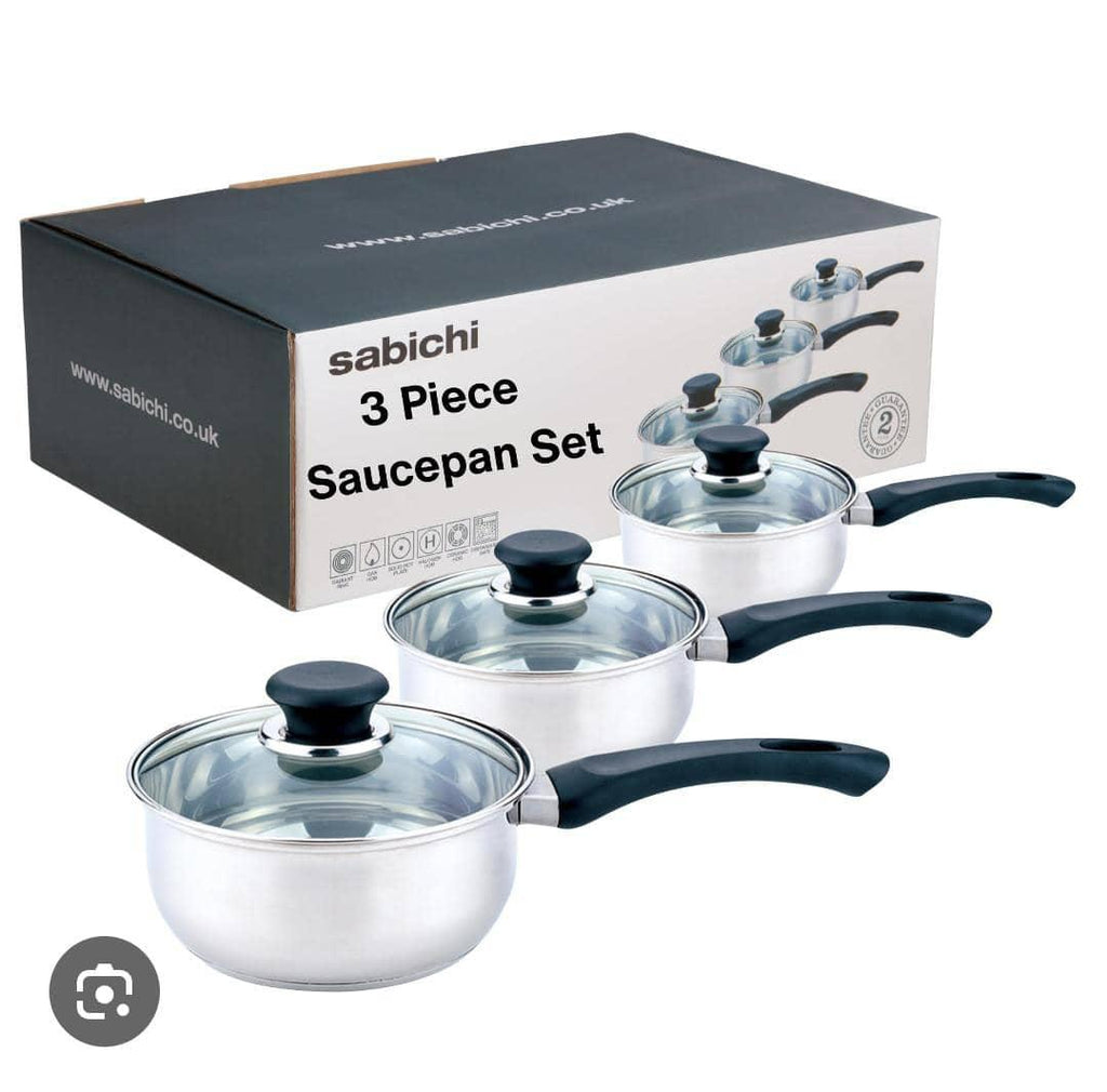 Sabichi 3-Piece Stainless Steel Saucepan Set with Lids