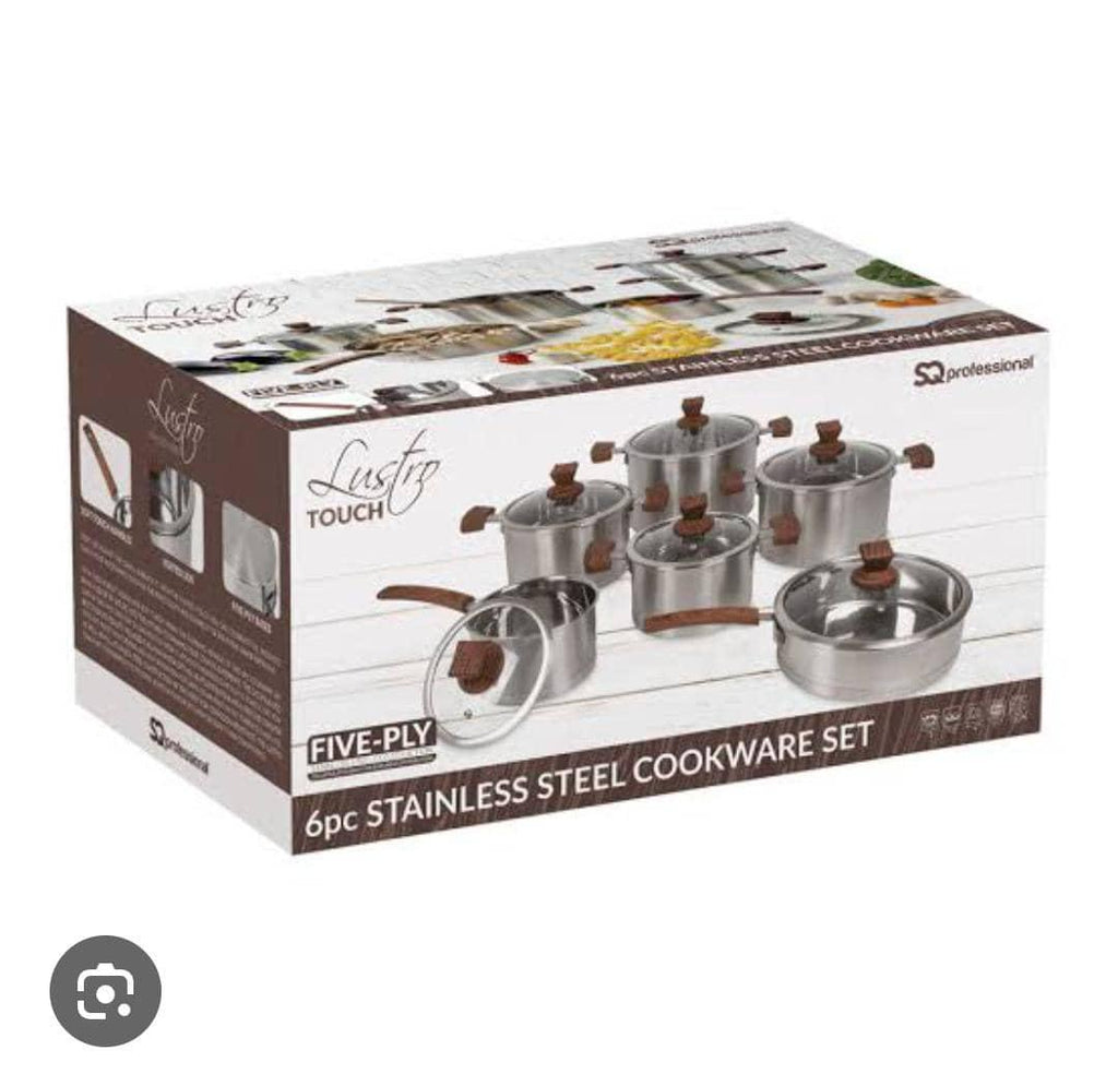 SQ Professional Lustro Touch 6-Piece Cookware Set – Five-Ply Stainless Steel