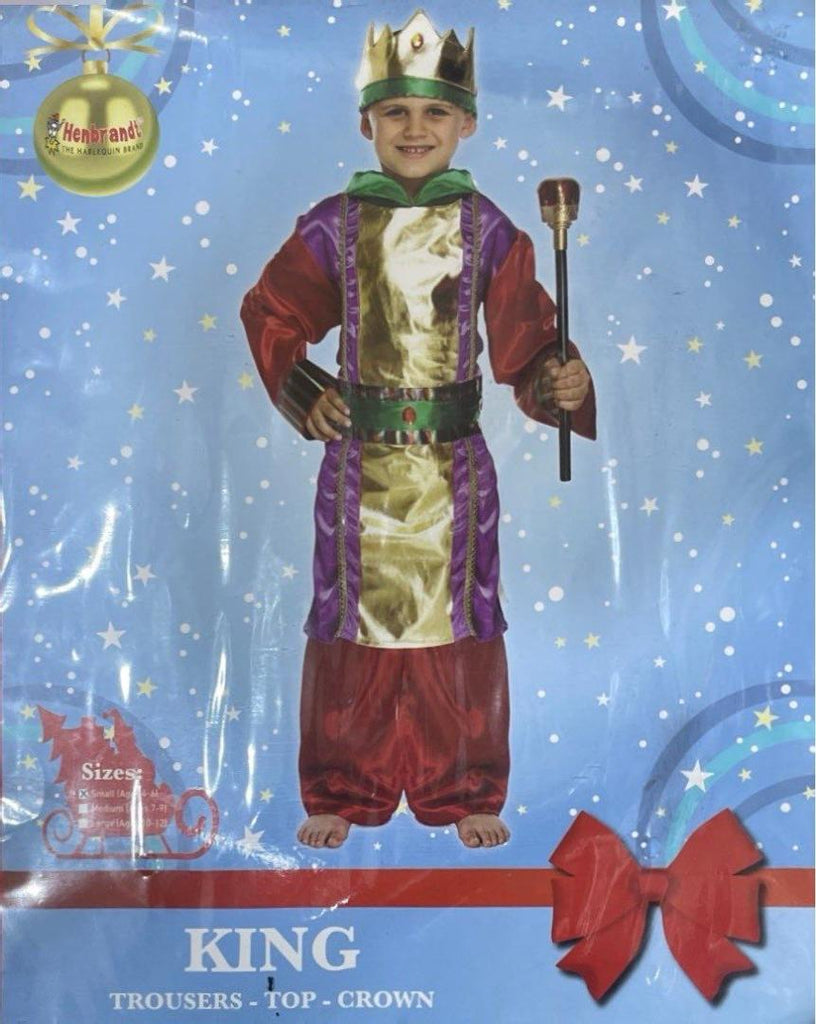 King Children Costume – Trousers, Top & Crown, Size S (Ages 4-6)