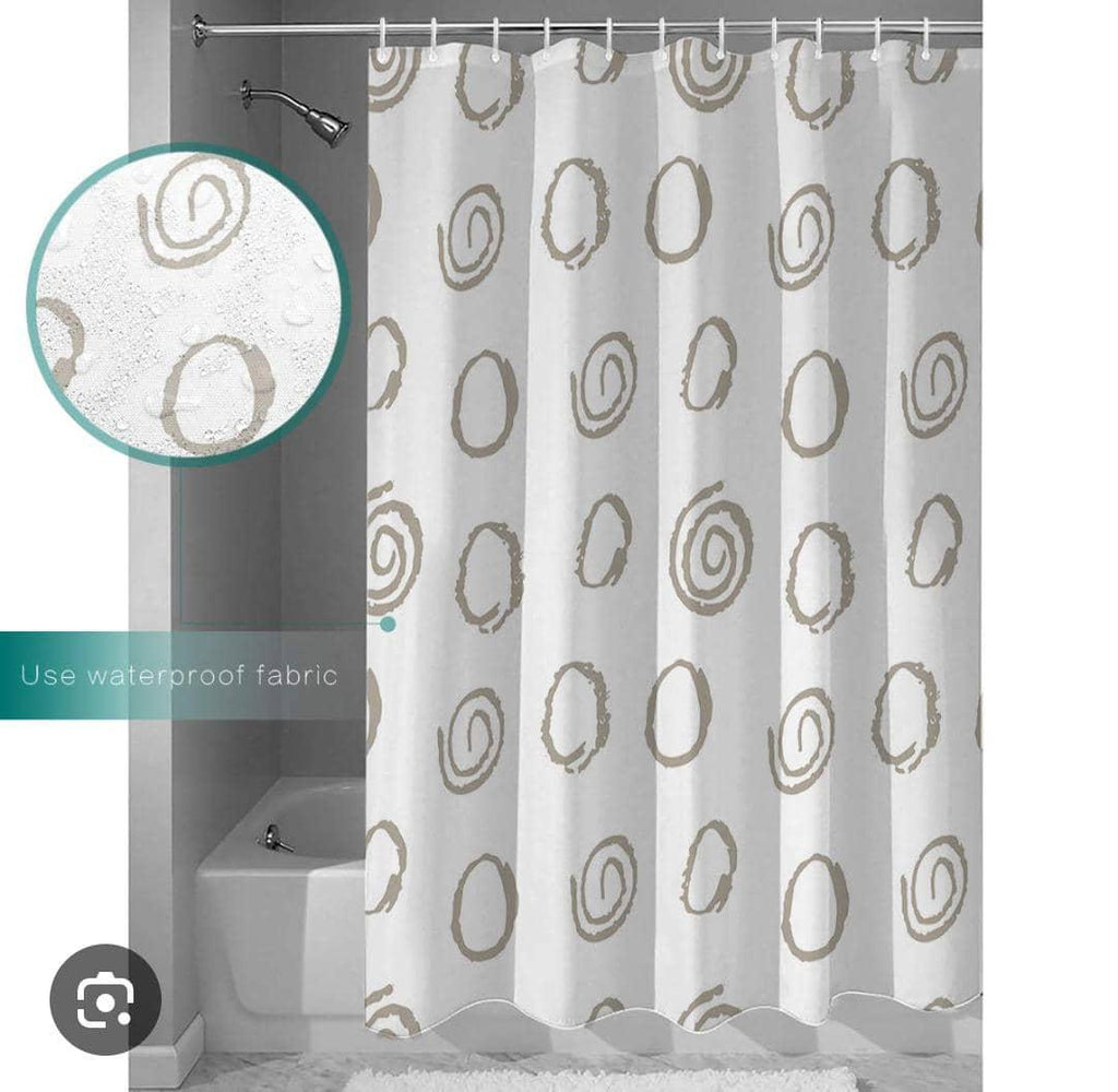 PEVA Shower Curtain with 12 Hooks – Assorted Colors & Designs