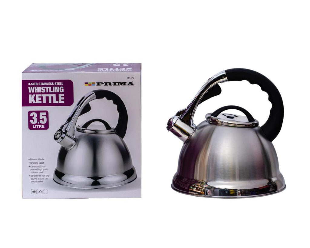 Prima Polished Stainless Steel Kettle – 3.5L Whistling