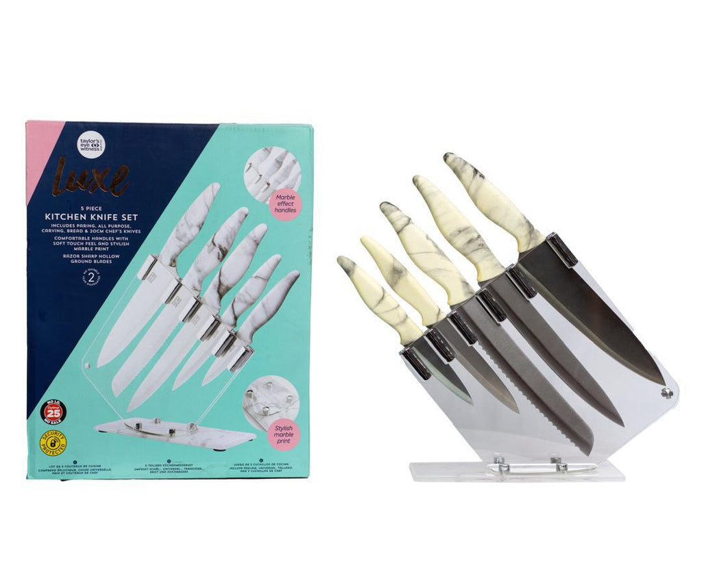 Taylor's Eye Witness Luxe 5-Piece Marble Design Kitchen Knife Set