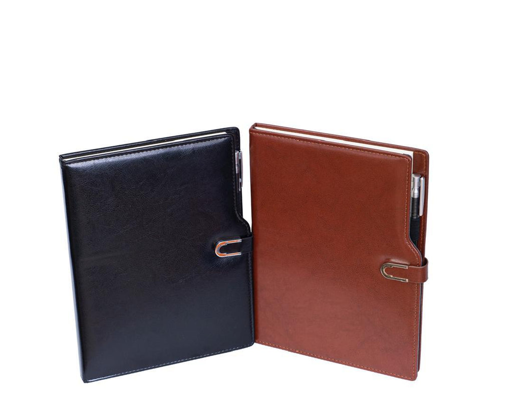 Large Smooth Finish Paper Notepad with Pen – Brown & Black