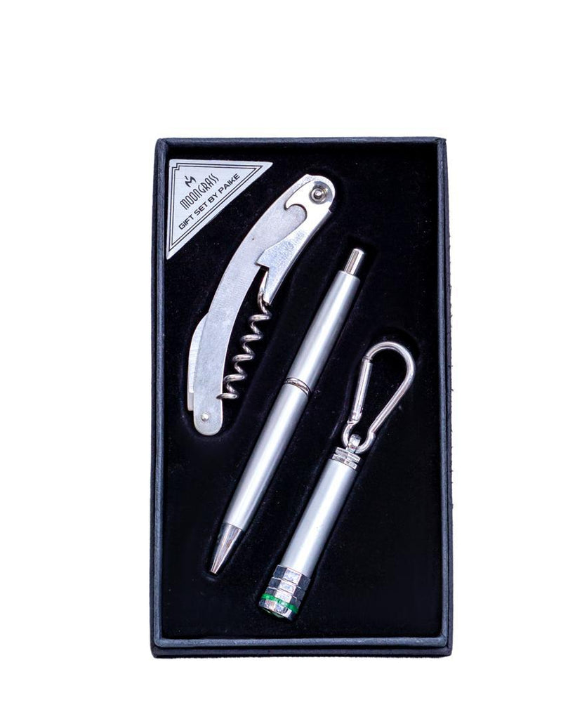 Moon Grass 3-in-1 Gift Set – Corkscrew, Pen & Touch Light