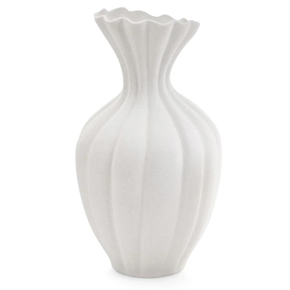Textured White Decorative Vase – 30.5 x 9cm
