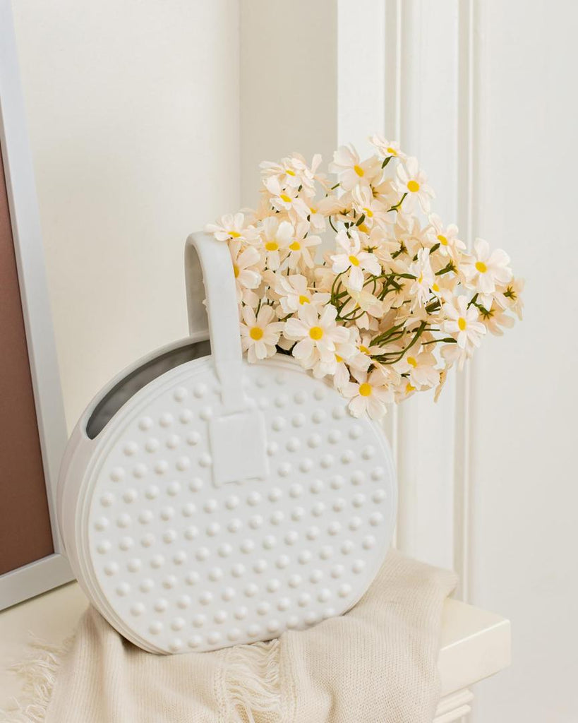 White Ceramic Handbag Vase – 27 x 22cm