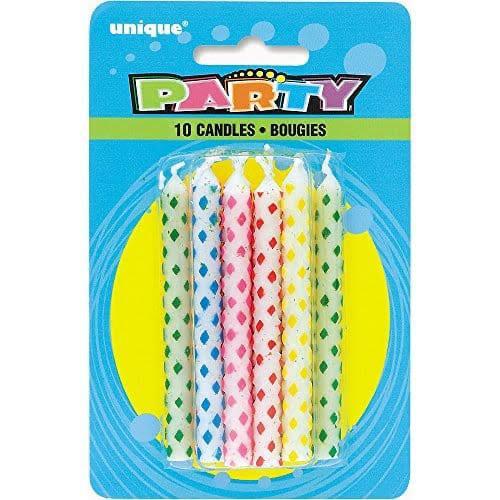 Unique Party Birthday Candles – 10 Assorted Colors