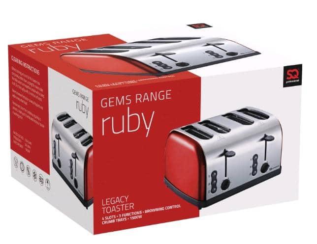 SQ Professional Ruby 4-Slot Toaster – 1500W Power