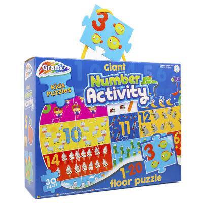 Grafix Kids Giant Number Activity Puzzle – 30 Pieces, 1-20 Floor Puzzle