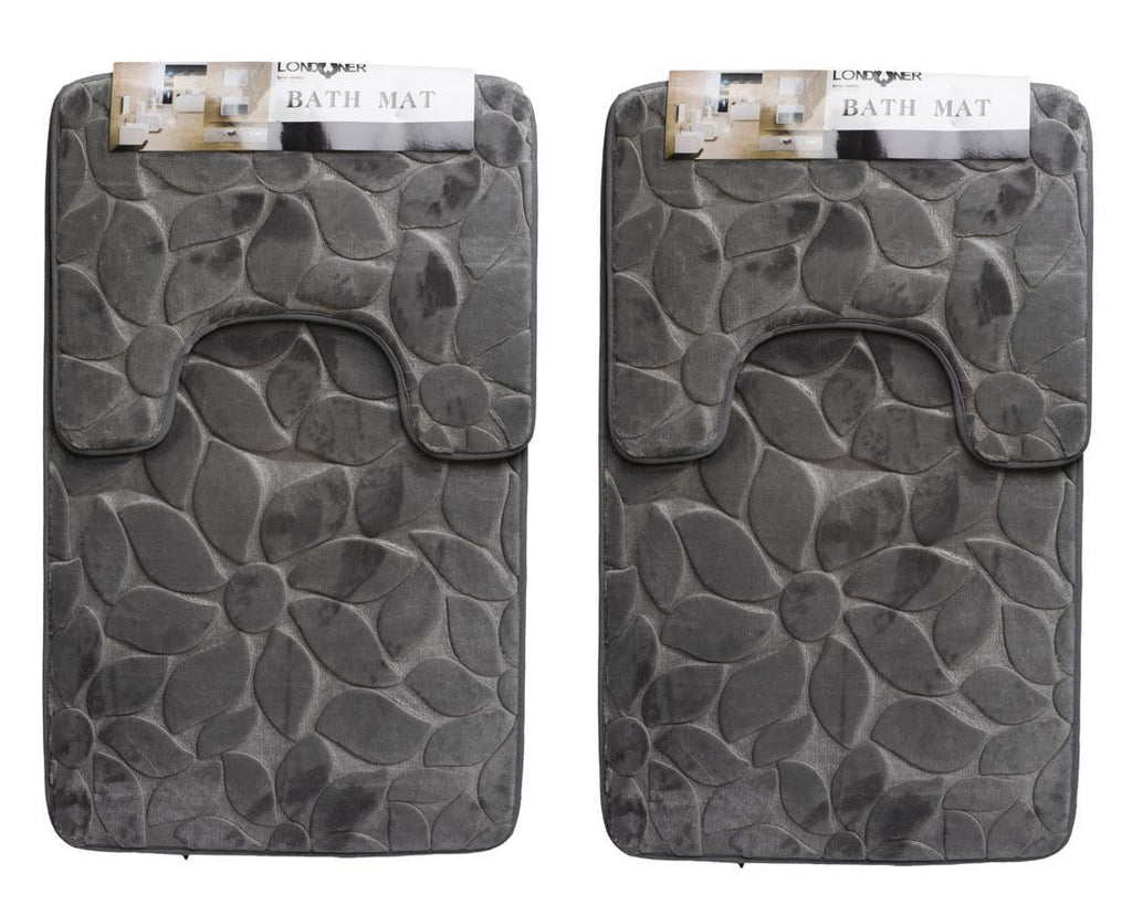 Londoner Grey Bathroom Mat Set – 50x80cm + 50x37cm